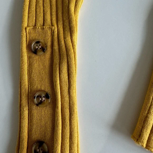 Marled Mock Turtleneck, S, Ribbed, Mustard-y Gold NWOT - Picture 3 of 5